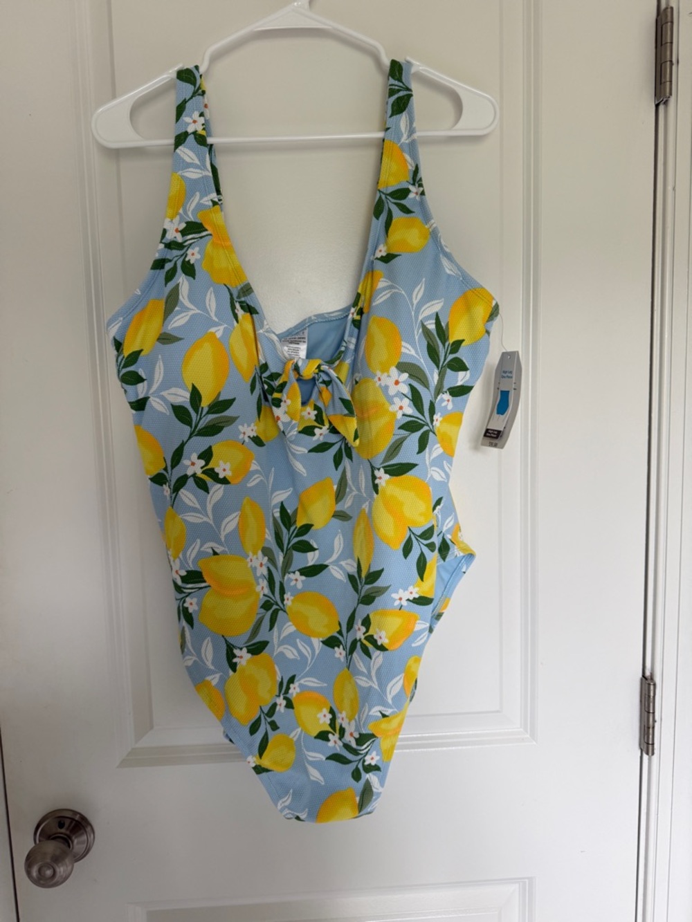 Time and Tru Blue Lemon Print One-Piece Swimsuit NEW 3X Plus cottegecore
